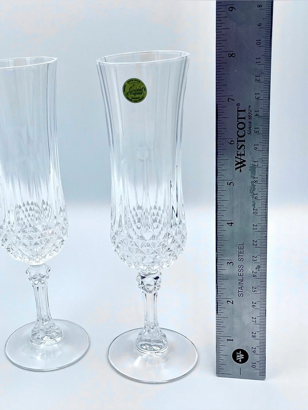 Vintage 24% Lead Crystal Champagne Flutes Cristal d’Arques Longchamp (Set of 3)